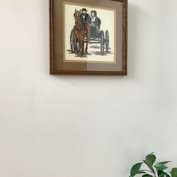 Needle point - Amish couple in horse sleigh - Couple amish en carriole - Picture 4 of 5